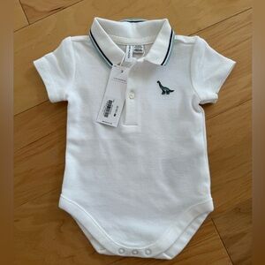 Janie and Jack baby polo bodysuit with dinosaur